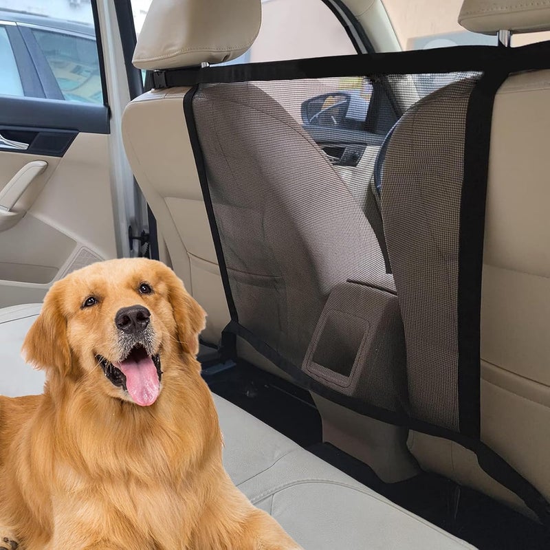 vvag Car Dog Barrier Net Universal Dog Barrier for Car with Adjustable Ropes and Hooks One-Piece Design Mesh for Most Cars, SUVs, Pickups, Trucks and Vans (21x21 Inches) - Image 1